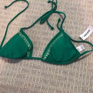 Green bikini top sequined nwt small triangle top